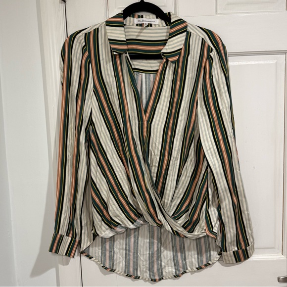 BCBGeneration Faux Wrap Striped Blouse - Picture 4 of 10